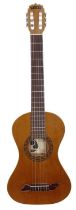 1990s Boaz Elykman acoustic nylon string travel guitar; Body: slimline waisted body in natural