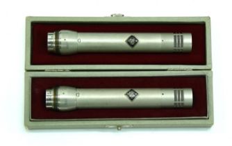 Pair of Neumann KM254 condenser microphones, within original boxes, with Studiotechnik PSU and