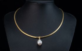 18ct Gold Snake Chain Necklace, set with