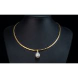 18ct Gold Snake Chain Necklace, set with