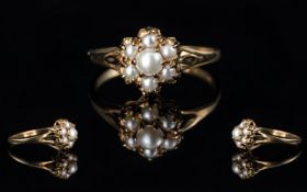 Ladies 9ct Gold Attractive Pearl Set Clu