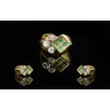 18ct Gold - Superb Emerald and Diamond S