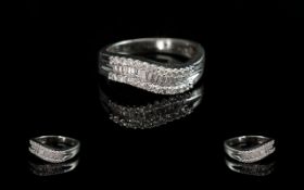 14ct White Gold Baguette and Brilliant C