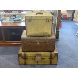 Three Vintage Large Travelling Trunks, c