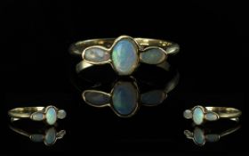 Ladies 9ct Gold Attractive 3 Stone Opal