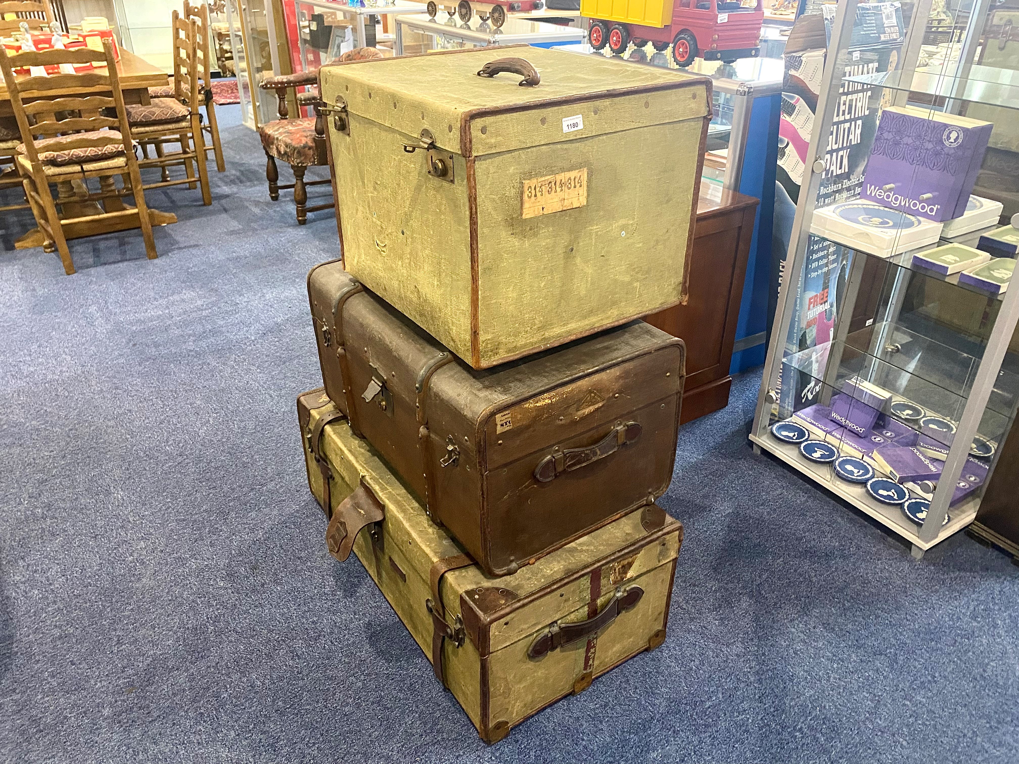 Three Vintage Large Travelling Trunks, c - Image 4 of 5