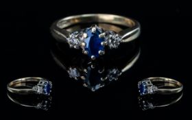 18ct Gold Attractive 3 Stone Sapphire an