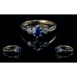 18ct Gold Attractive 3 Stone Sapphire an