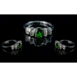 Contemporary 9ct White Gold Emerald and