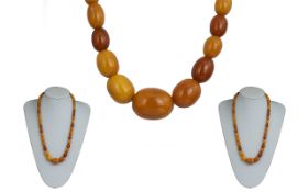 Butterscotch Amber Necklace, graduated oval beads, 25 inches (62.