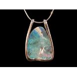 Australian Boulder Opal Necklace, set in a designer Italian silver mount,