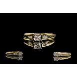 18ct Gold - Contemporary Diamond Set Dress Ring. Full Hallmark to Interior of Shank.