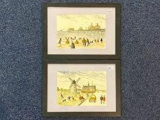 Two Original Watercolour Drawings on Textured Paper by David J Ansell.