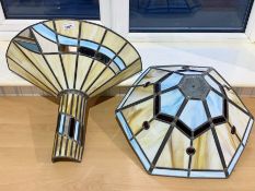 Art Deco Style Uplighter Wall Light in Cream and Gold with Mirror Effect panels,