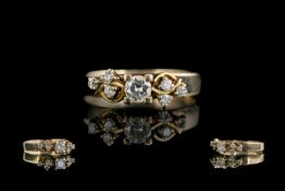 Ladies - Exquisite 18ct Gold Diamond Set Ring. Marked 18ct - 750 to Interior of Shank.