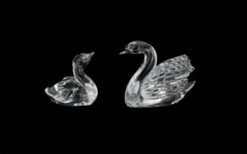 Two Waterford Glass Figures of Swans