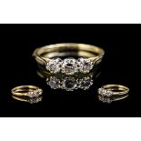 18ct Gold Attractive 3 Stone Diamond Set Ring. Marked 18ct - 750 to Shank.