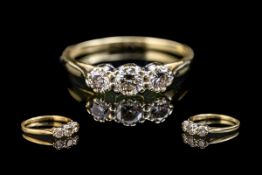 18ct Gold Attractive 3 Stone Diamond Set Ring. Marked 18ct - 750 to Shank.
