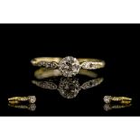 Antique Period - Attractive 18ct Gold and Platinum Diamond Set Ring.