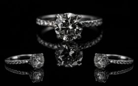 18ct White Gold Lab Grown Diamond Solitaire Ring, round brilliant cut modern stone,