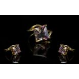 Gemporia Ladies 10ct Gold Attractive Pale Amethyst Set Ring. Marked 10ct to Shank. Ring Size N - O.