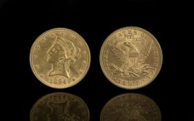 United States of America Liberty Eagle Head Gold 10 Dollars Coin.
