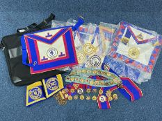 Large Collection of Masonic Regalia, comprising eight West Lancashire brand new aprons, cuffs,