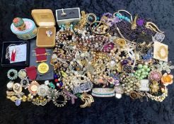 Large Box of Costume Jewellery, comprising pearls, beads, chains, pendants, bracelets,