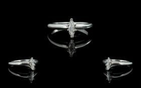 Platinum - Contemporary Designed Single Stone Diamond Ring. Marked 950 to Shank.