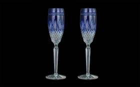 Waterford Crystal Pair of Champaign Flutes 10 inches in height.