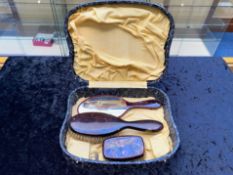 Ladies Vintage Dressing Table Set, comprising a mirror, hair brush and clothes brush in