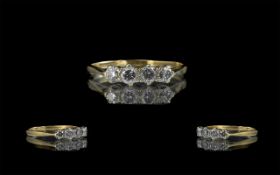 18ct Gold Attractive 4 Stone Diamond Set Ring. Hallmark to Interior of Shank.