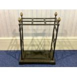 Painted Cast Iron Umbrella/Stick Stand, with removeable drip tray. Measures 23" tall x 16.