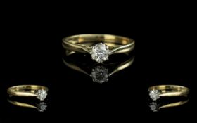 18ct gold Attractive Single Stone DIamond Ring. Marked 18ct to Shank.
