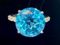 Swiss Blue Topaz Statement Ring, a 12.