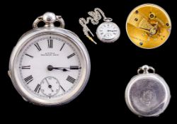 American Watch Co Waltham Sterling Silver Open Faced Pocket Watch,