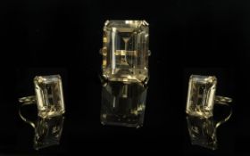 Ladies - Large and Impressive 9ct Gold Single Stone Citrine Set Ring. Marked 9ct to Shank. The Large