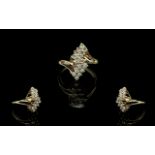 18ct Gold - Attractive Diamond Set Ring. Marked 18ct to Shank.
