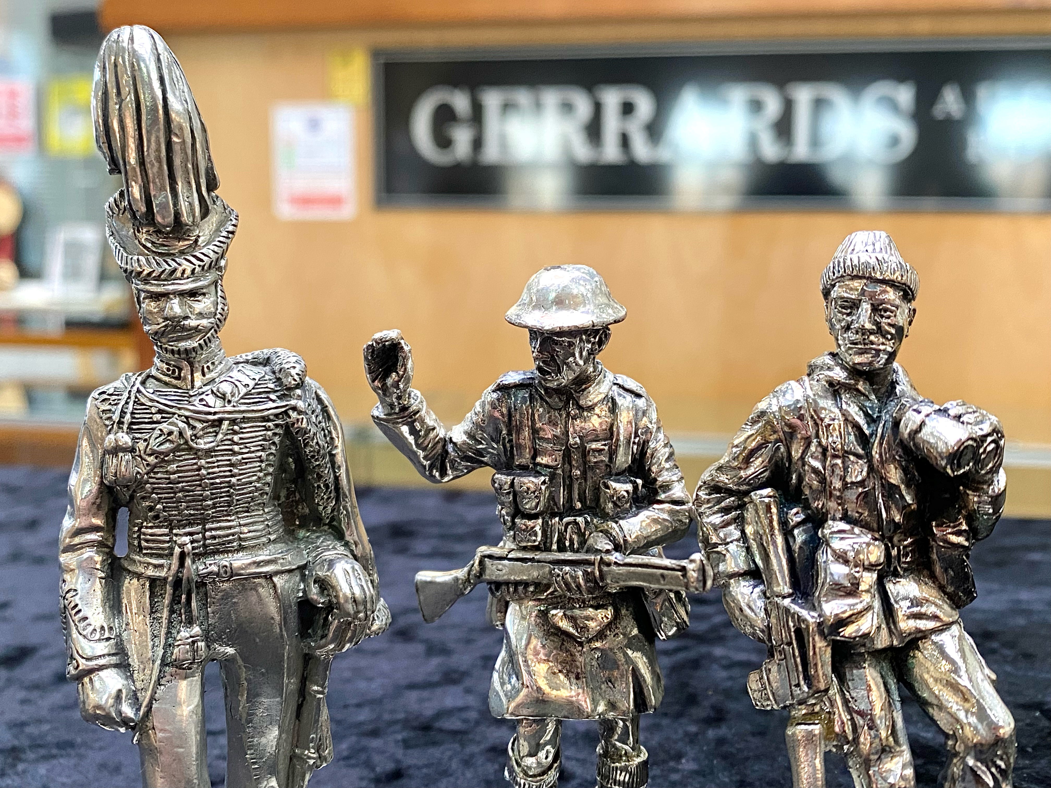 Three Silvered Metal Military Figures, well sculpted and finished, each approx. 4 inches (10cms) - Image 4 of 4