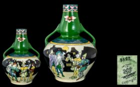 The Foley ' Intarsio ' Hand Painted Bottle Shaped Twin Handle Vase. Ref No 3522. Titled ' Much Ado