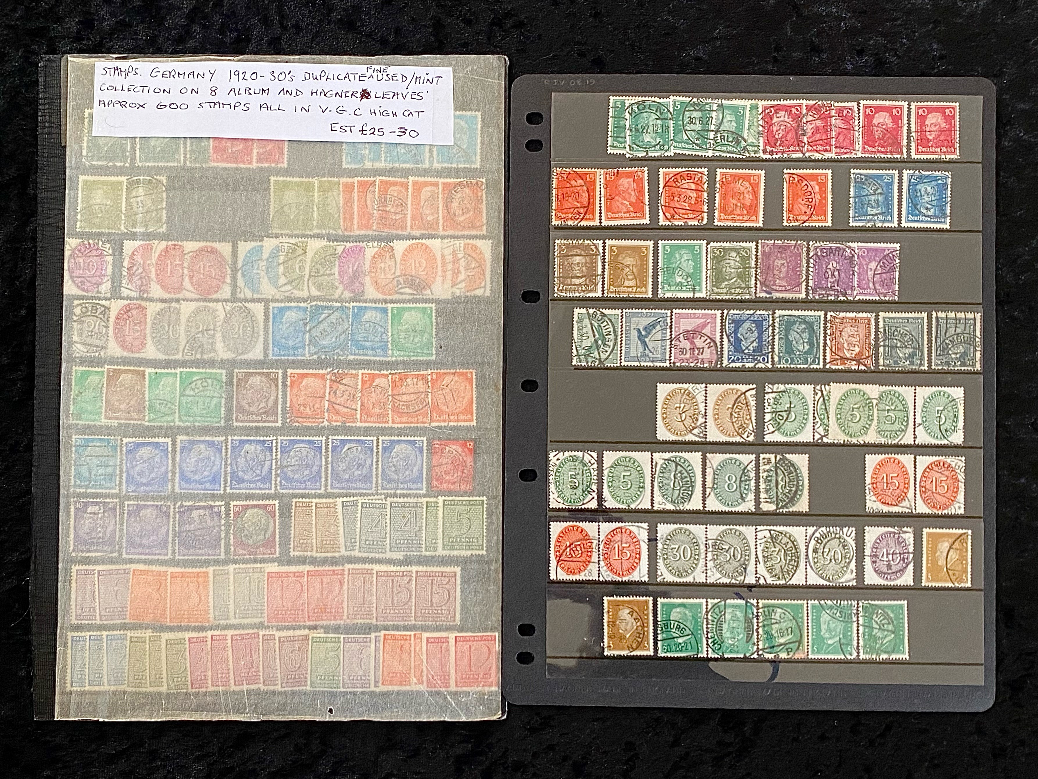 Stamps Interest - Germany 1920's - 30's duplicate fine used/mint collection on 8 album and hagner - Image 2 of 8