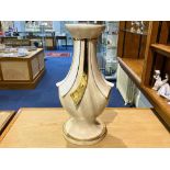 Art Deco Style Cream and Gold Pedestal, measures 28" tall on a circular base. Ideal for planter.