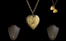 9ct Gold Fancy Link Chain Together with a Heart Shaped 9ct gold back and front locket,