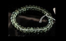 Green Amethyst Bracelet, sparkling faceted rondelle shape green amethyst, also known as