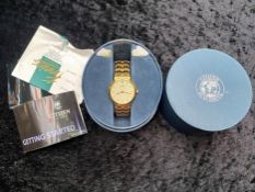 Citizen Eco Drive Gentleman's Wrist Watch, bracelet strap, champagne face with gold batons,