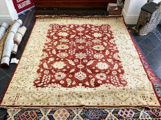 A Handmade Egyptian Rug. Red and Beige ground.