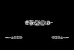 18ct White Gold Five Stone Diamond Set Ring, marked 18 ct to shank.