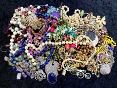 Box of Costume Jewellery, including beads, pendants, brooches, pearls, bracelets, etc.