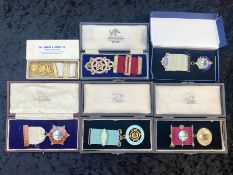 Collection of Six Boxed Masonic Medals, comprising Lodge of Fidelity 1869,