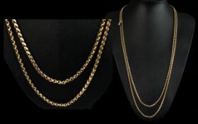 Antique Period Good Quality 9ct Gold Muff Chain Diamond Cut Design stamped 9ct.